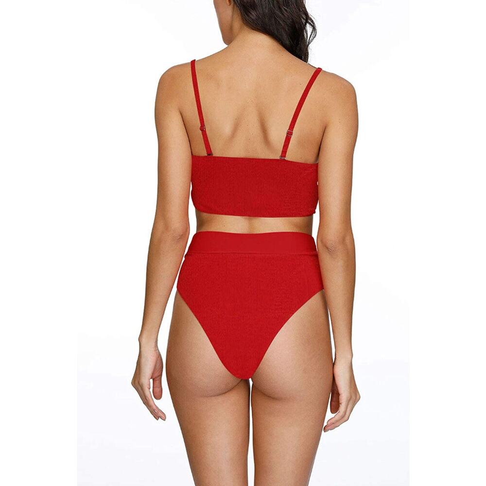 Pink Queen Women’s Removable Strap Wrap Pad Cheeky High Waist Bikini Set - Picture 3 of 3